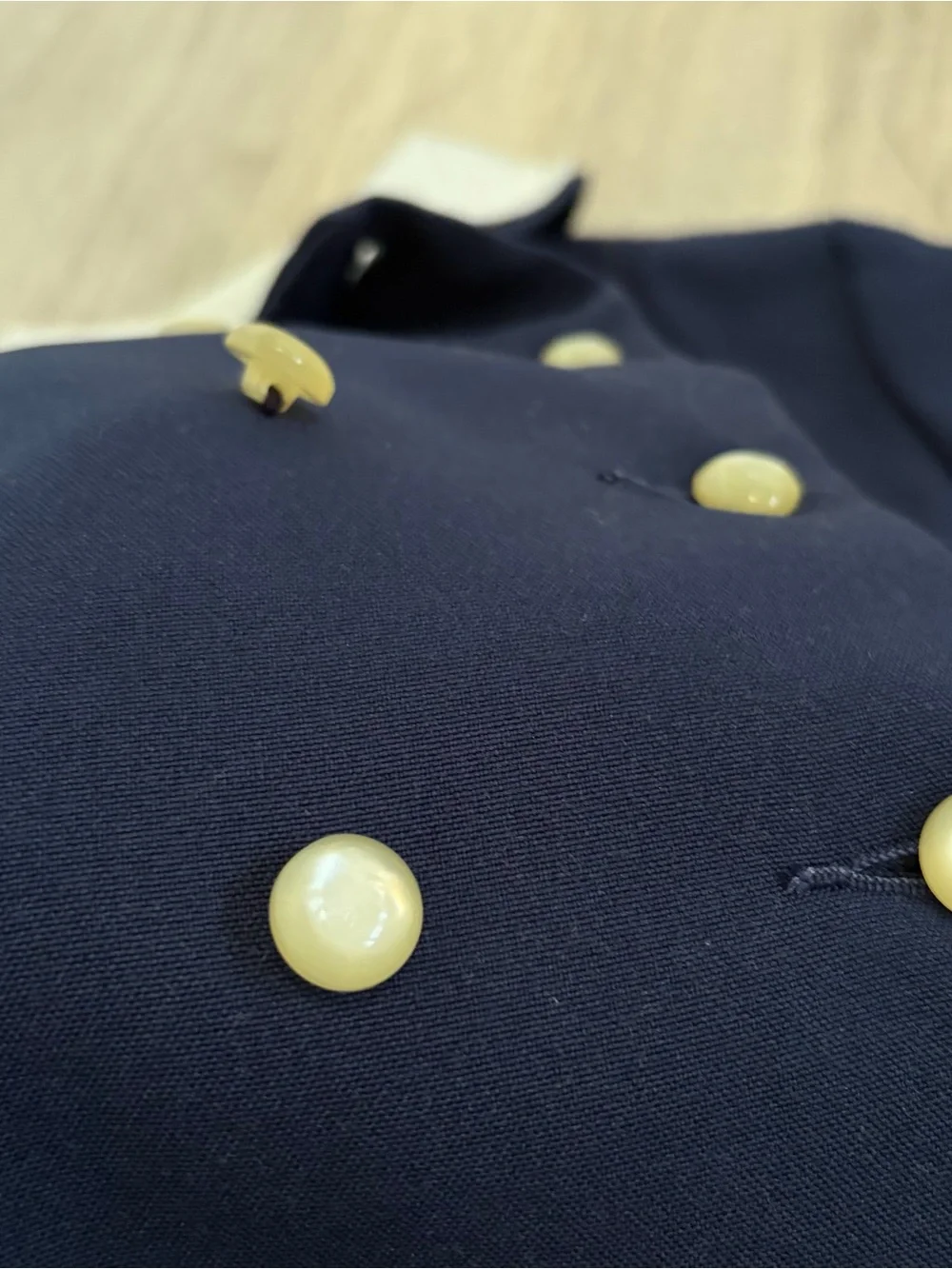 VTG Girls Over Coat Lace Trim Collar Pearl Button Sailor Nautical Navy Size 4